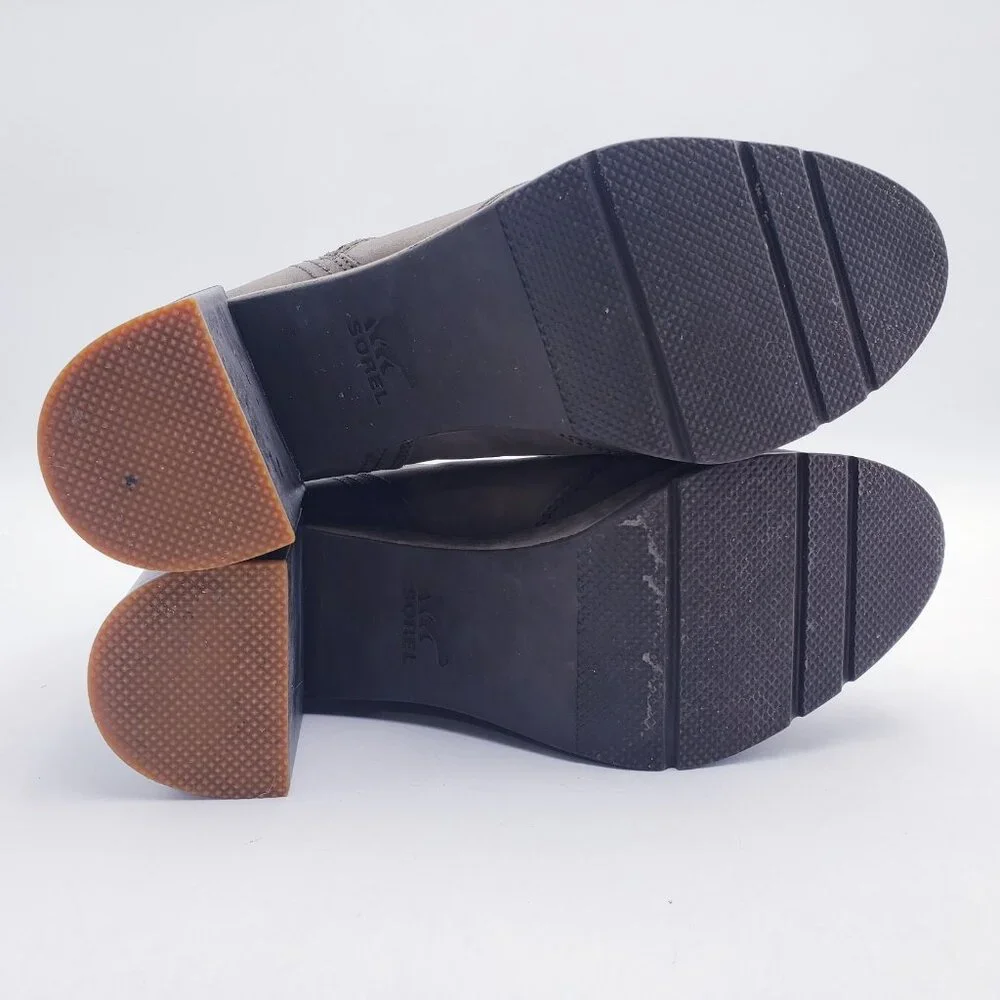 Sorel Blake Ankle Bootie‎ Platform Chunky Block Heel Side Zip Quarry Size 9.5
